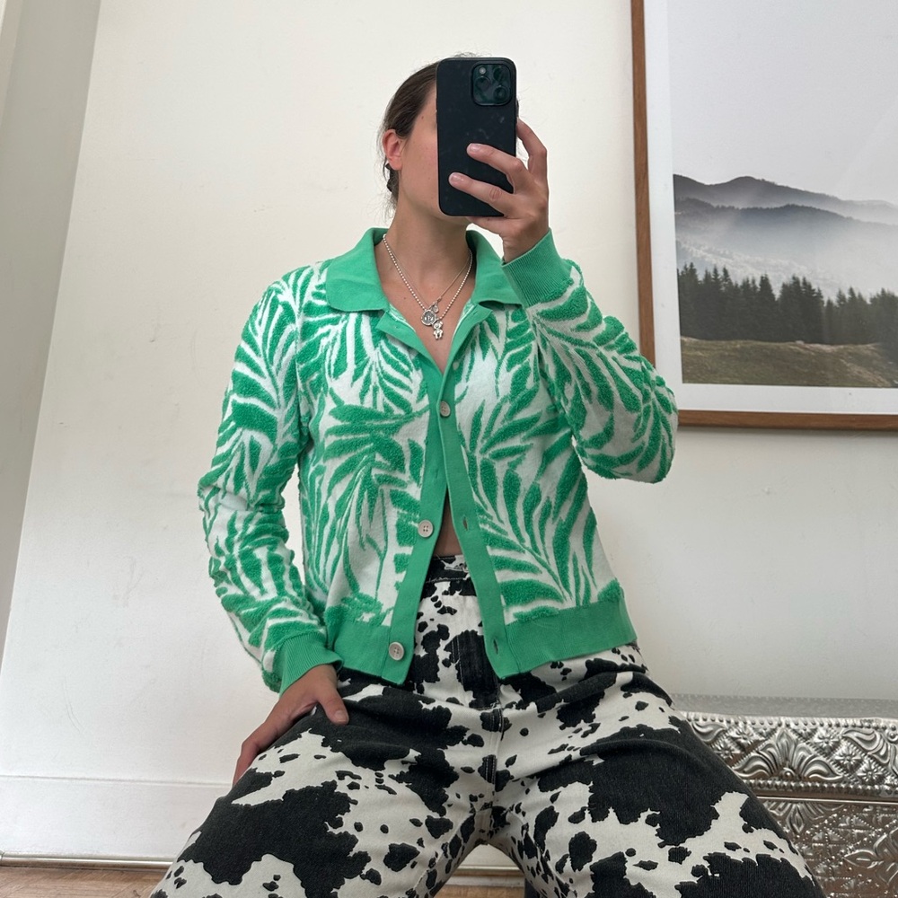 Cynthia Rowley Green Tropical Cardigan
